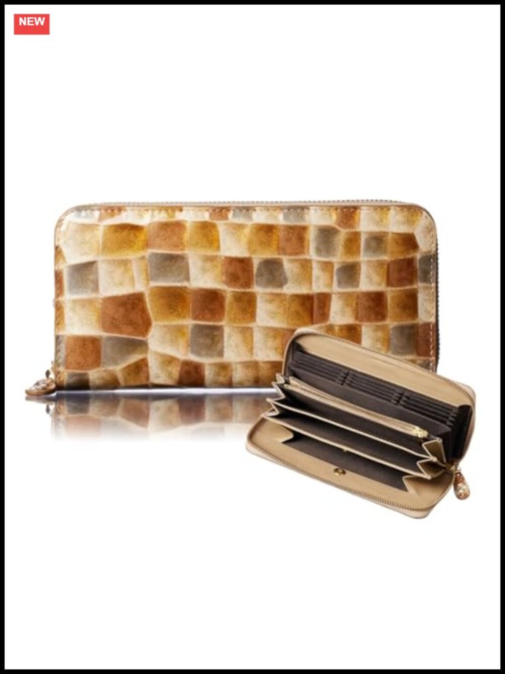 Le Murrine Italian Cowhide Leather Zip-Around Wallet Hand Painted Gift Boxed